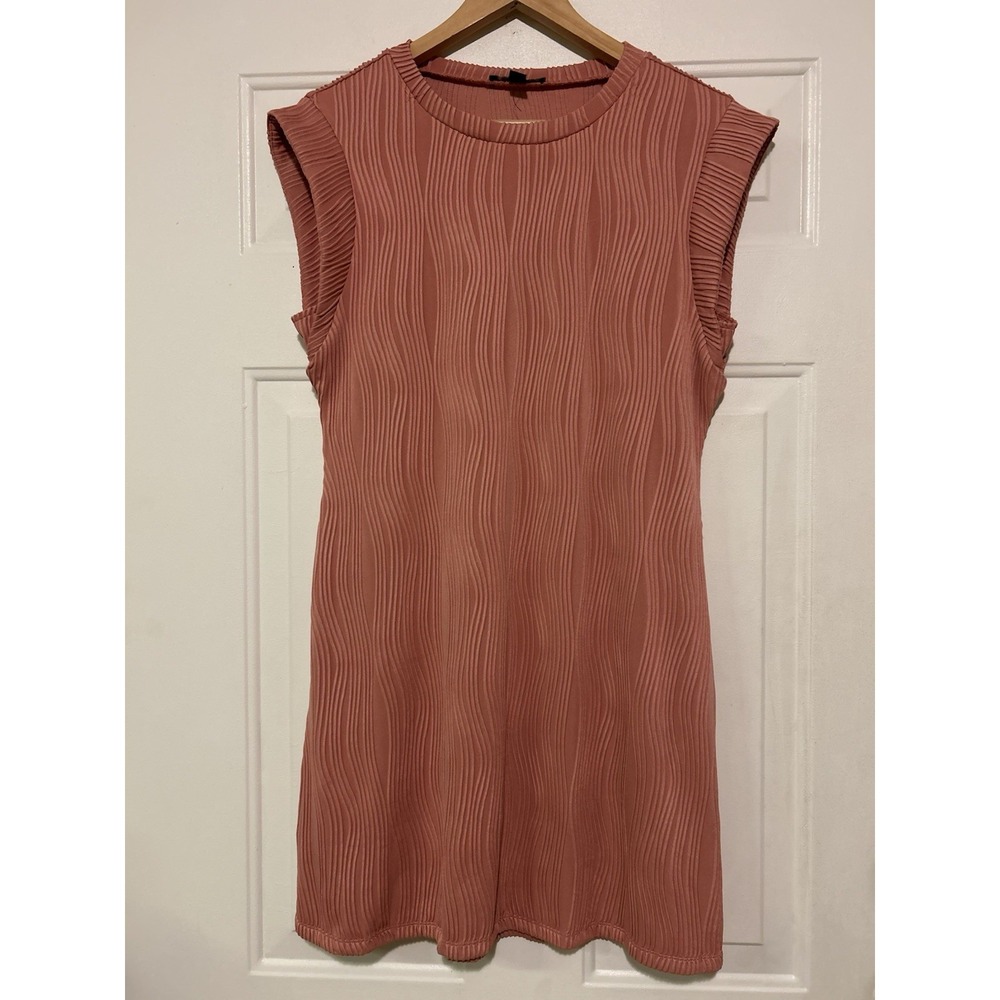 Robert Louis‎ Women Dusty Rose Wavy Textured Knit Shift Summer Dress S New